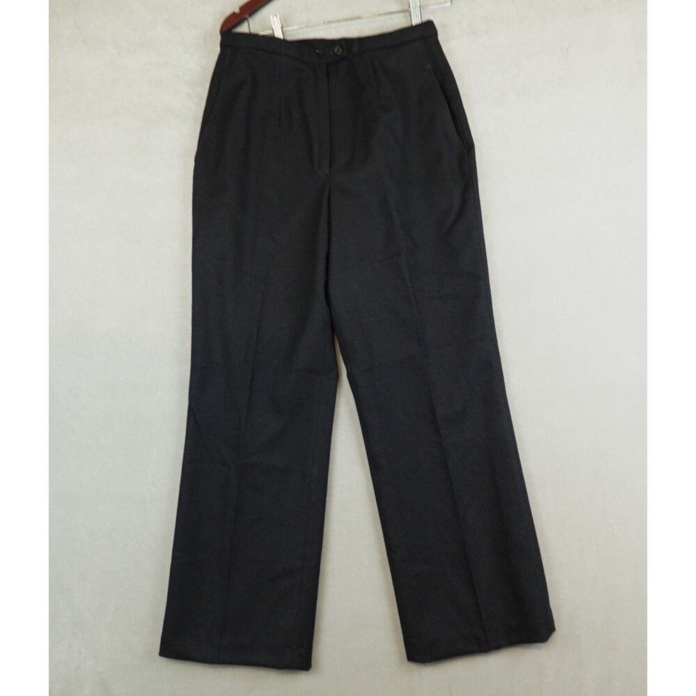VTG Pendleton Pants Womens 12 Black Wool Wide Leg Pleated Lined USA Office